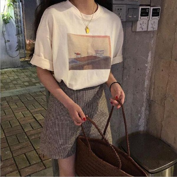 vintage retro print women t shirt spring summer short sleeve o neck cotton spandex t shirts woman casual slim shirt femme, White
vintage retro print women t shirt spring summer short sleeve o neck cotton spandex t shirts woman casual slim shirt femme, White