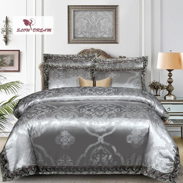 slowdream gray lace decor home bedding set 4pcs duvet cover+flat/fitted sheet+pillowcases luxury euro king mattress cover corner
slowdream gray lace decor home bedding set 4pcs duvet cover+flat/fitted sheet+pillowcases luxury euro king mattress cover corner
