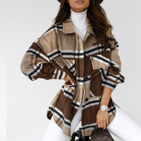 women's wool & blends long sleeve loose plaid coat women jacket down overcoat warm oversize thick female streetwear vintage, Black
women's wool & blends long sleeve loose plaid coat women jacket down overcoat warm oversize thick female streetwear vintage, Black