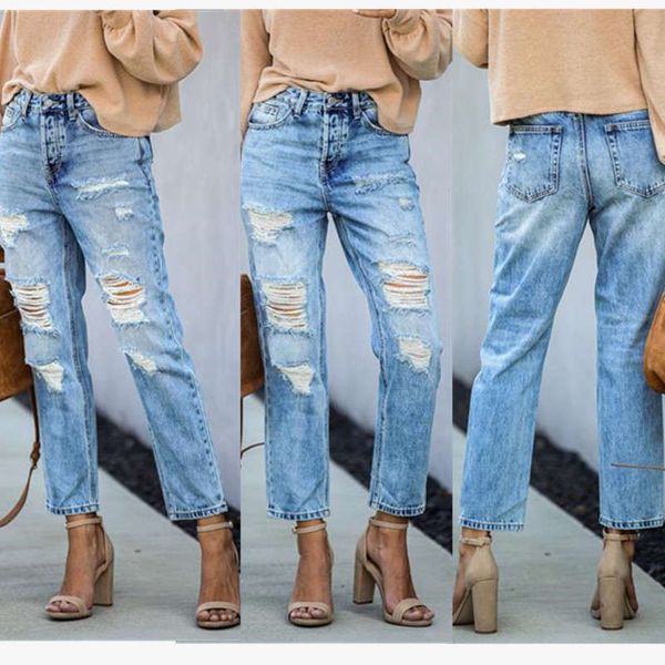 jeans with holes in fall / winter 2020, Blue