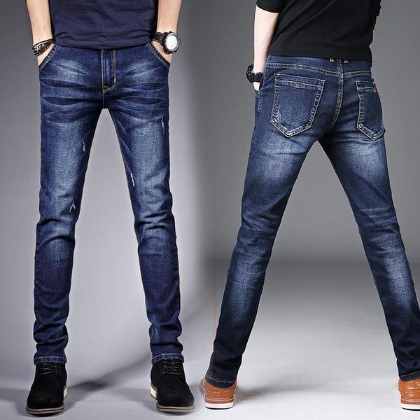 men's jeans pants small size 27-36 fashion high-quality stretch style comfortable slim denim cotton, Blue