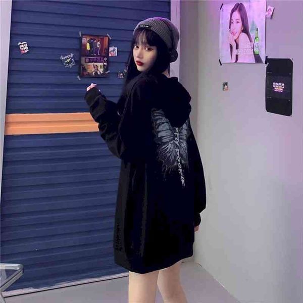 hooded sweatshirt butterfly print women autumn korean students loose lazy style thin long sleeve sweatshirt women, Black
hooded sweatshirt butterfly print women autumn korean students loose lazy style thin long sleeve sweatshirt women, Black