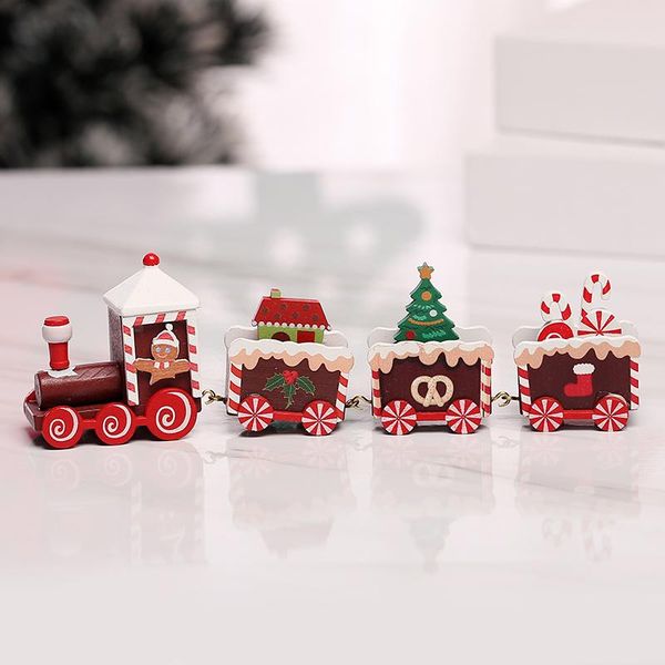 christmas wooden train ornament christmas decoration for home santa claus gift toys crafts table deco navidad xmas 2021 new year wmtgpe