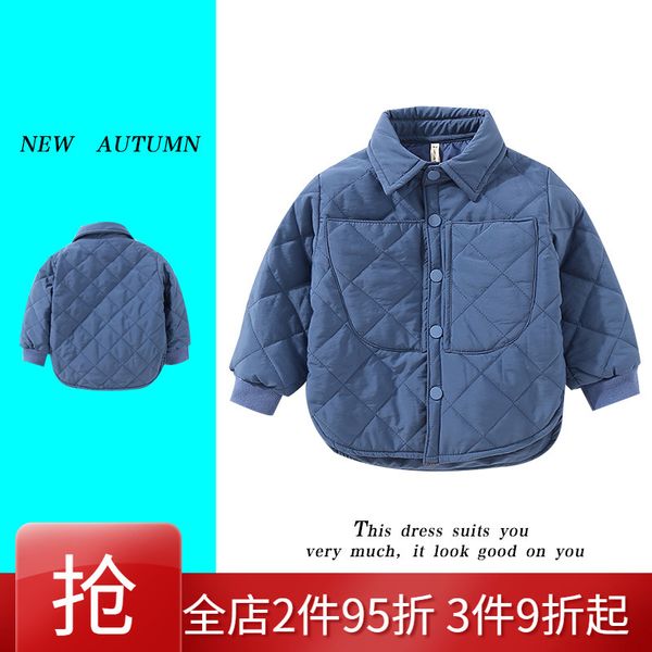 autumn and winter coat cotton padded boys' new style children's down jacket, Blue;gray