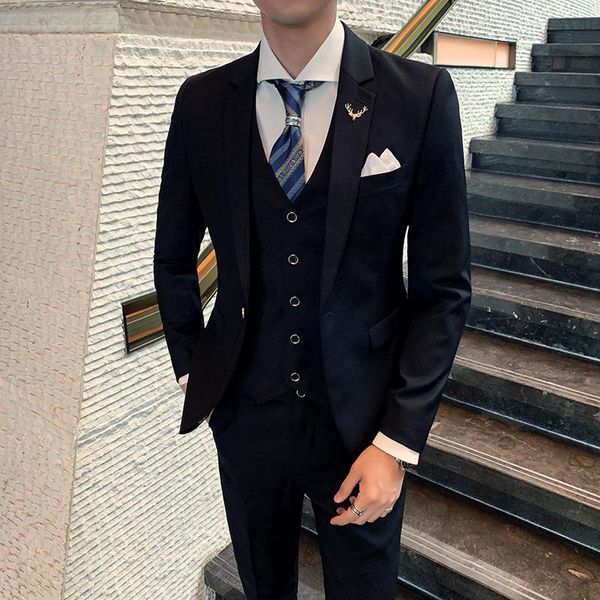 men's suits & blazers 2021 three-piece male formal business solid suit for fashion boutique wedding dress ( jacket + vest pants ), White;black
men's suits & blazers 2021 three-piece male formal business solid suit for fashion boutique wedding dress ( jacket + vest pants ), White;black