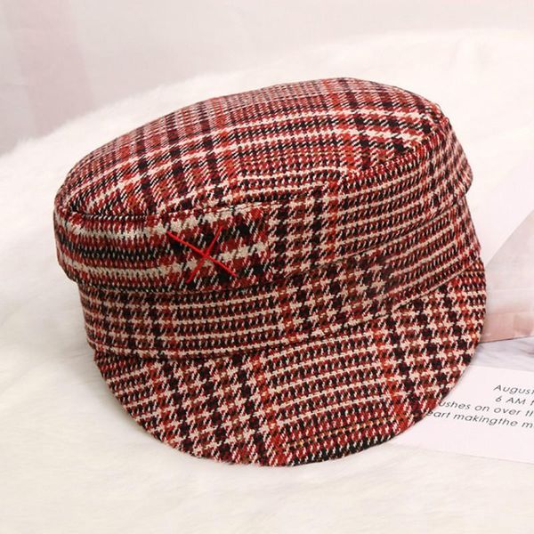 h751 british vintage plaid beret hat women autumn winter flat warm navy cap female fashion outdoor casual hats1, Blue;gray
h751 british vintage plaid beret hat women autumn winter flat warm navy cap female fashion outdoor casual hats1, Blue;gray