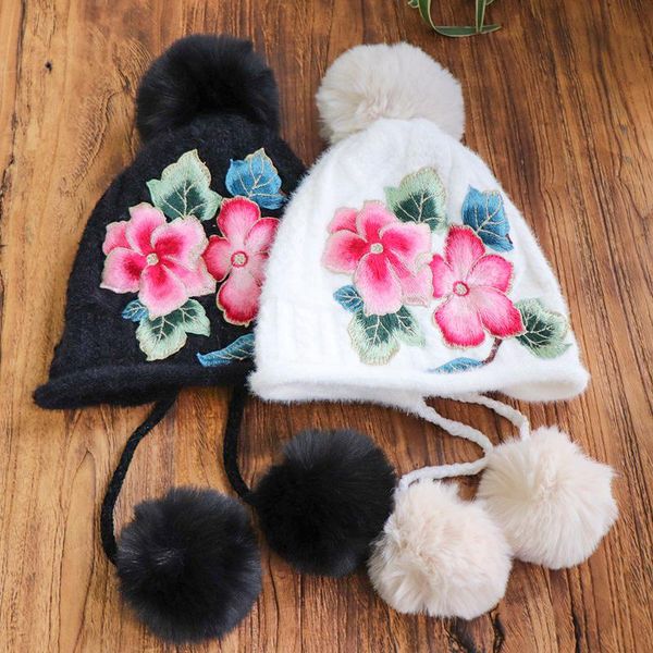 beanie/skull caps women winter hats thick warm knitted beanies solid bonnet furry balls chinese national style hand embroidery pretty flower, Blue;gray
beanie/skull caps women winter hats thick warm knitted beanies solid bonnet furry balls chinese national style hand embroidery pretty flower, Blue;gray