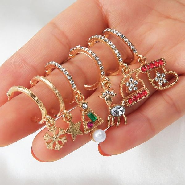 fashion new christmas 6-piece earrings women's bohemian rhinestone snowflake christmas shoes c shape pendant earrings, Silver
fashion new christmas 6-piece earrings women's bohemian rhinestone snowflake christmas shoes c shape pendant earrings, Silver