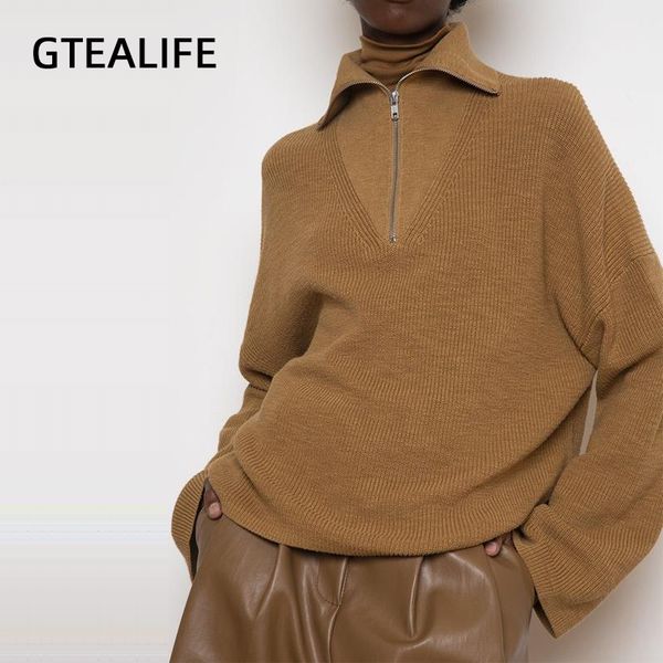 gtealife women's sweaters winter autumn long sleeve turn-down collar loose oversized sweaters zipper pullovers jumpers knitwear 210203, White;black
gtealife women's sweaters winter autumn long sleeve turn-down collar loose oversized sweaters zipper pullovers jumpers knitwear 210203, White;black