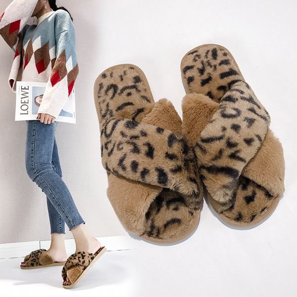 fashion leopard pattern winter house women fur slippers warm plush ladies slip on shoes indoor cross band women fluffy slippers, Black
fashion leopard pattern winter house women fur slippers warm plush ladies slip on shoes indoor cross band women fluffy slippers, Black