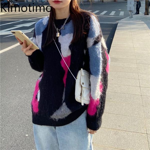 women's sweaters kimotimo sweater women 2021 autumn long sleeve harajuku fashion korean chic loose casual knitted mohair streetwear, White;black
women's sweaters kimotimo sweater women 2021 autumn long sleeve harajuku fashion korean chic loose casual knitted mohair streetwear, White;black