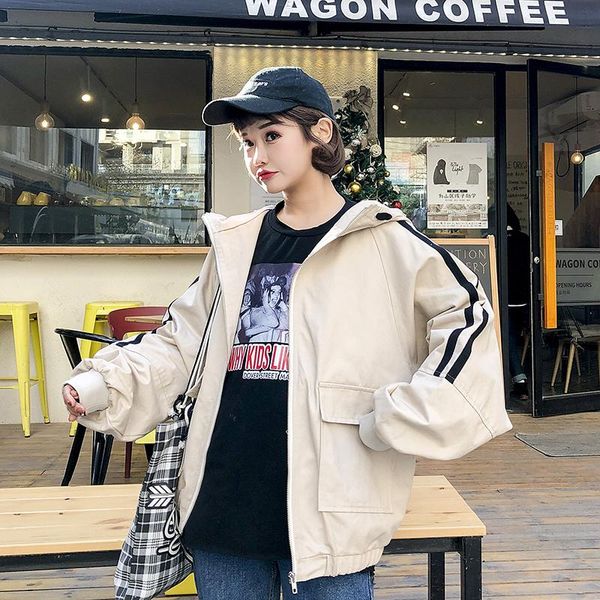 sexemara s m xl cool spring fashion women loose stripe jacket pink full sleeves zipper with hat baseball jacket femenino, Black;brown
sexemara s m xl cool spring fashion women loose stripe jacket pink full sleeves zipper with hat baseball jacket femenino, Black;brown