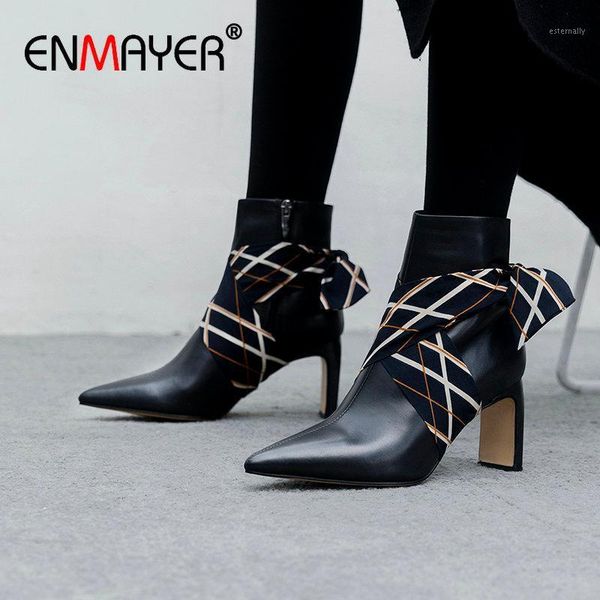 boots enmayer 2021 genuine leather women basic zip pointed toe ankle for square heel short plush riband shoes1, Black
boots enmayer 2021 genuine leather women basic zip pointed toe ankle for square heel short plush riband shoes1, Black