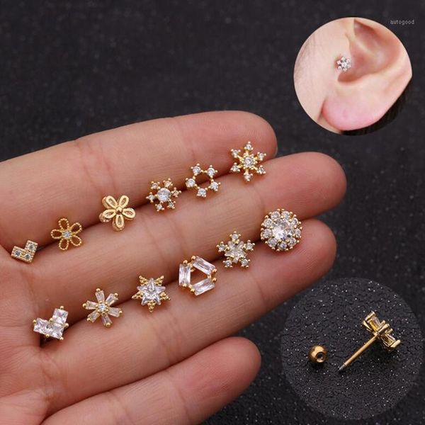 stud 1 piece small earring women cubic zirconia micro heart snow flower star round gold color fashion jewelry cartilage earrings1, Golden;silver
stud 1 piece small earring women cubic zirconia micro heart snow flower star round gold color fashion jewelry cartilage earrings1, Golden;silver