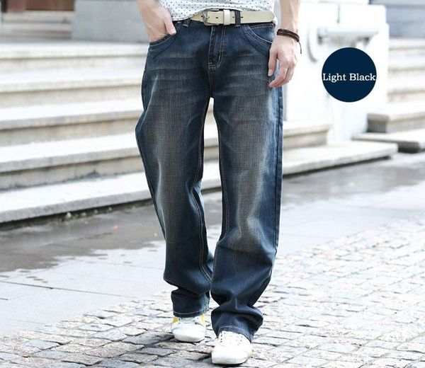 men's jeans fashion casual straight leg loose streetwear hip-hop denim black light color pants size 44, Blue
men's jeans fashion casual straight leg loose streetwear hip-hop denim black light color pants size 44, Blue