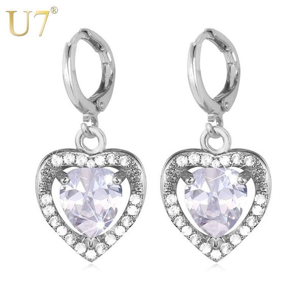u7 love heart earings fashion jewelry for women gold color cubic zirconia earrings wholesale e709, Silver
u7 love heart earings fashion jewelry for women gold color cubic zirconia earrings wholesale e709, Silver