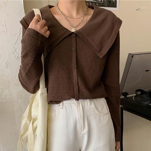 pullovers vintage sweater solid color long-sleeve women sweater button loose casual knitwear swaeater women clothes 116d1, White;black
pullovers vintage sweater solid color long-sleeve women sweater button loose casual knitwear swaeater women clothes 116d1, White;black