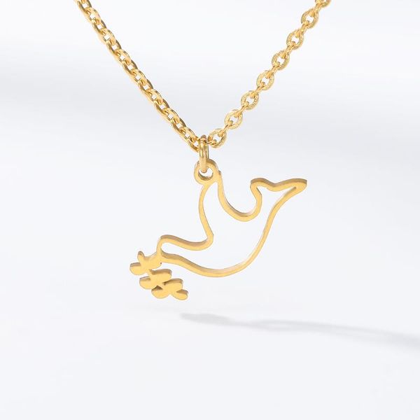 pendant necklaces fashion jewelry simple stainless steel peace dove female pendants gold color hollow pigeon leaf necklace collares, Silver
pendant necklaces fashion jewelry simple stainless steel peace dove female pendants gold color hollow pigeon leaf necklace collares, Silver