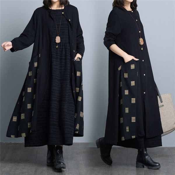 autumn new plus size women's jacket literary loose casual cotton and linen color matching long sleeve long windbreaker k382 201102, Tan;black
autumn new plus size women's jacket literary loose casual cotton and linen color matching long sleeve long windbreaker k382 201102, Tan;black