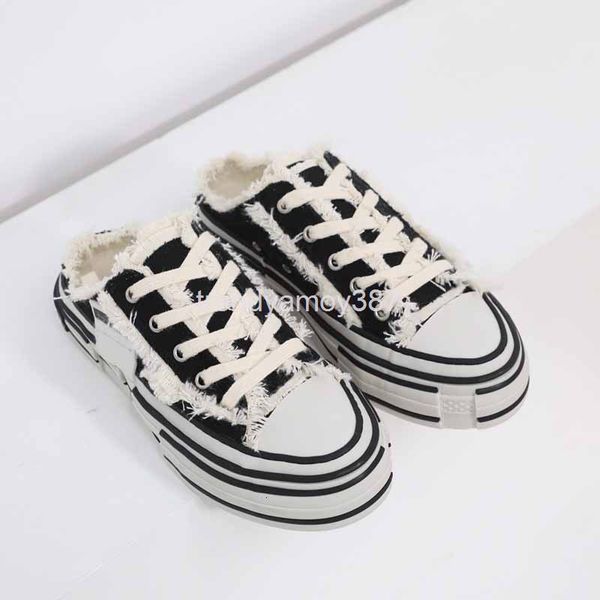slippers summer baotou half trailer canvas small white shoes couple's thick soles wear net red support beggar without heels, Black
slippers summer baotou half trailer canvas small white shoes couple's thick soles wear net red support beggar without heels, Black