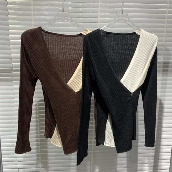 2020 new ladies fashion long sleeve casual contrasting color cross v-neck wool 08081, White;black
2020 new ladies fashion long sleeve casual contrasting color cross v-neck wool 08081, White;black