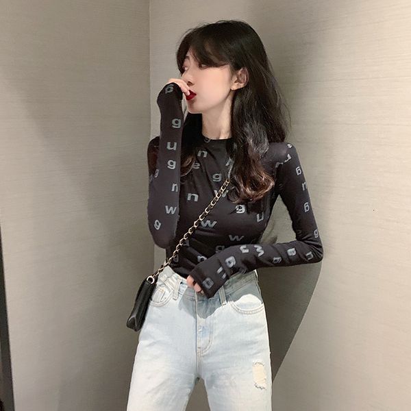 2021 black bottom autumn and winter for women wear letter tight long shirt thin new guei, White
2021 black bottom autumn and winter for women wear letter tight long shirt thin new guei, White