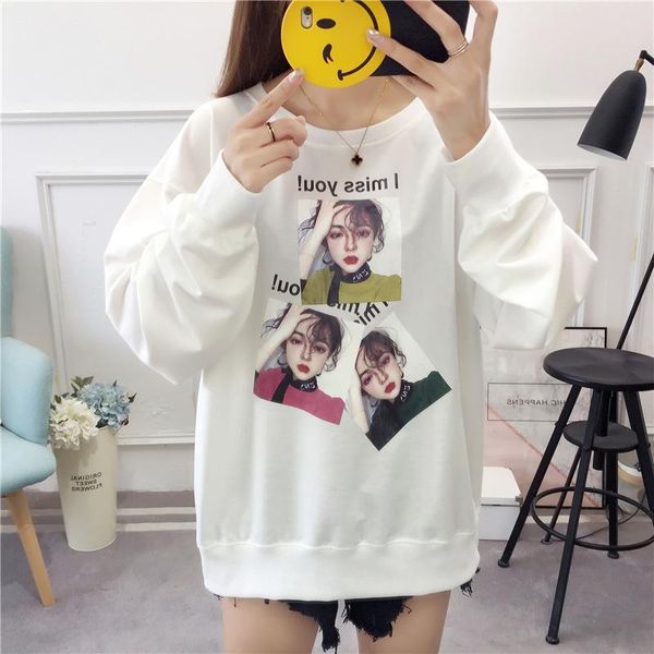 

korea casual cotton popular o-neck loose sweatshirts women hoodies tracksuit sudaderas mujer jumper fashion autumn new 2021, Black