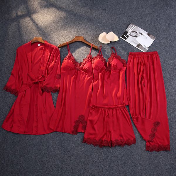 2021 new women's spring summer sleepwear solid with lace pajamas sets female v neck long sleeve nightwear ladies nightgowns 3hc0, Black;red
2021 new women's spring summer sleepwear solid with lace pajamas sets female v neck long sleeve nightwear ladies nightgowns 3hc0, Black;red