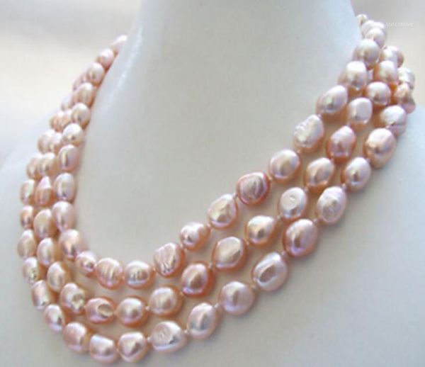 3strands genuine natural pink baroque freshwater pearl necklace 9-10mm yellow clasp1, Silver
3strands genuine natural pink baroque freshwater pearl necklace 9-10mm yellow clasp1, Silver