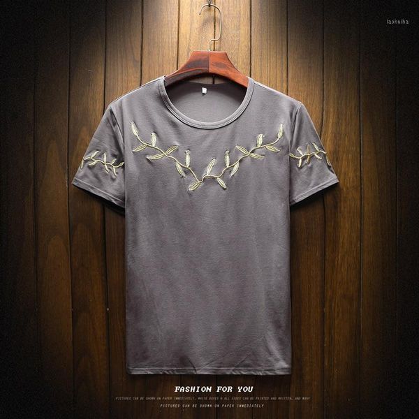 men summer t-shirt short sleeve o-neck cotton t-shirt embroidery leaves personalized men m-xl1, White;black
men summer t-shirt short sleeve o-neck cotton t-shirt embroidery leaves personalized men m-xl1, White;black