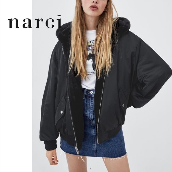 narci ladies reversible hooded jacket faux fur fleece for winter womens bomber jackets coats black outwear with long sleeve 201031, Black;brown
narci ladies reversible hooded jacket faux fur fleece for winter womens bomber jackets coats black outwear with long sleeve 201031, Black;brown