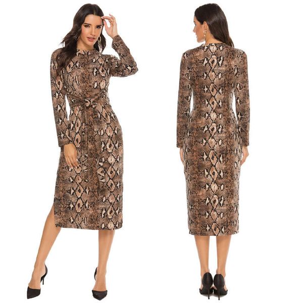 snakeskin crew neck long sleeve split dress women's lace up waist mid length fall 2019 new, Black;gray
snakeskin crew neck long sleeve split dress women's lace up waist mid length fall 2019 new, Black;gray