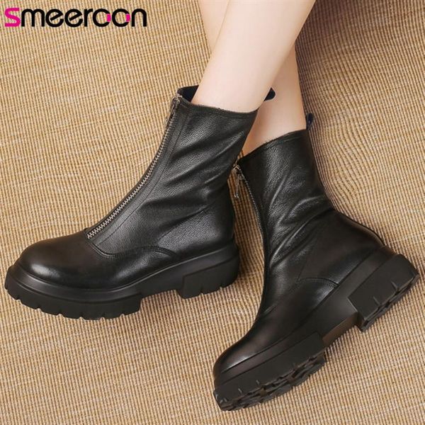 boots smeeroon 2021 winter autumn women genuine leather ankle round toe shoes balck fashion female, Black
boots smeeroon 2021 winter autumn women genuine leather ankle round toe shoes balck fashion female, Black