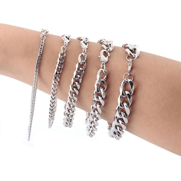men women 3/5/7/9/11mm gold silver plated gun stainless steel curb cuban link chain bracelets party jewelry gift #280756, Black 
men women 3/5/7/9/11mm gold silver plated gun stainless steel curb cuban link chain bracelets party jewelry gift #280756, Black