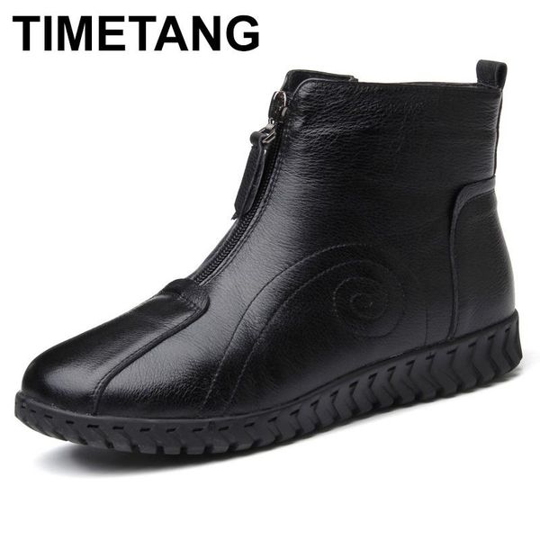 boots timetang genuine leather ankle women winter warm snow soft round toe zipper mother cotton shoes size 36-41, Black
boots timetang genuine leather ankle women winter warm snow soft round toe zipper mother cotton shoes size 36-41, Black