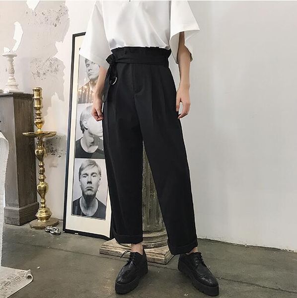 2020 early autumn men's belted casual pants trendy young hairdresser ins straight wide leg high waist trousers loose, Black
2020 early autumn men's belted casual pants trendy young hairdresser ins straight wide leg high waist trousers loose, Black