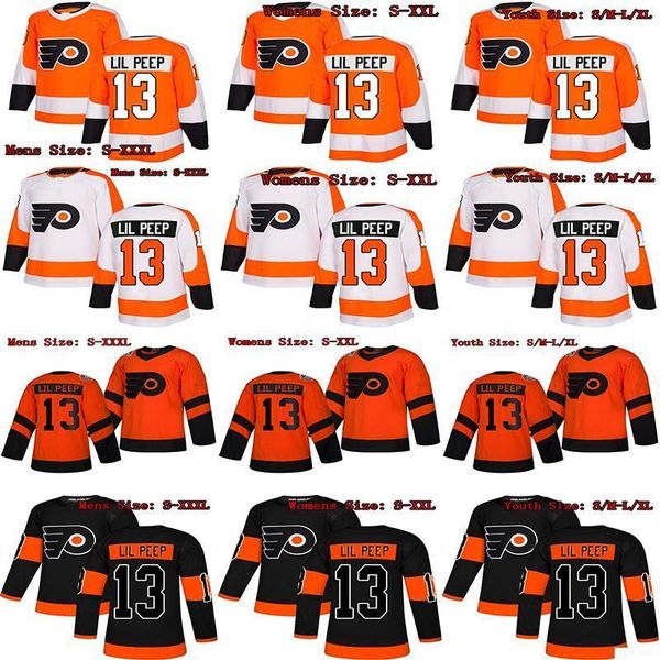 customize fashion star lil peep #13 philadelphia flyers hockey jerseys stitched orange black white men women youth kids jersey size s-xxxl, Black;red 
customize fashion star lil peep #13 philadelphia flyers hockey jerseys stitched orange black white men women youth kids jersey size s-xxxl, Black;red