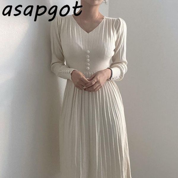 casual dresses korean chic temperament slim high waist v-neck knit long pleated dress women fashion minimalism solid single-breasted sweater, Black;gray
casual dresses korean chic temperament slim high waist v-neck knit long pleated dress women fashion minimalism solid single-breasted sweater, Black;gray