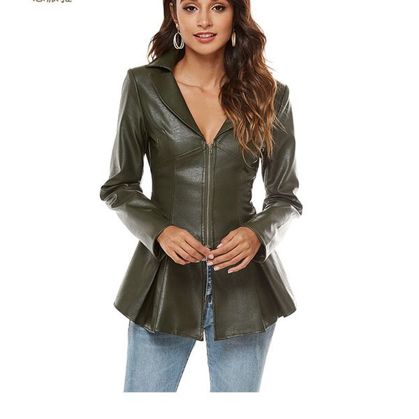 spring and autumn new street fashion temperament all-match suit collar hem ruffled slim-fit motorcycle pu leather jacket, Black
spring and autumn new street fashion temperament all-match suit collar hem ruffled slim-fit motorcycle pu leather jacket, Black