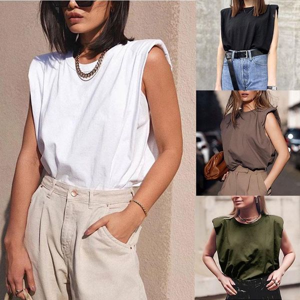 running jerseys 2021 women shoulder padded blouse elegant sleeveless loose fit office lady tee vest x851, Black;blue
running jerseys 2021 women shoulder padded blouse elegant sleeveless loose fit office lady tee vest x851, Black;blue