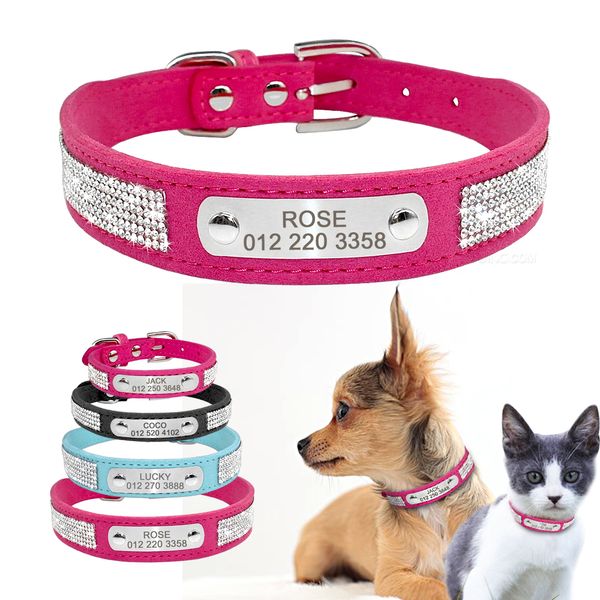 custom suede necklaces for dogs, chihuahua and cats with phone identification tags
custom suede necklaces for dogs, chihuahua and cats with phone identification tags
