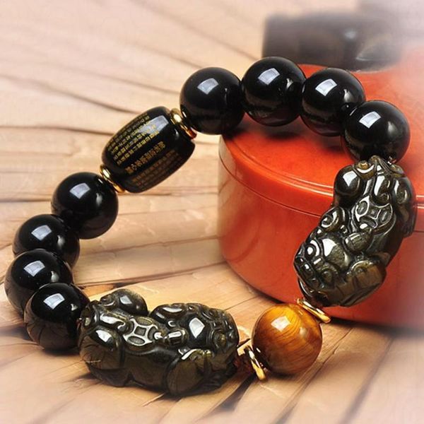 Natural Gold Obsidian Double Pi Yao Wealth Bracelet Bracelets Natural Eye Obsidian Stone Black Luck Tiger Yellow Stone W8L4
Natural Gold Obsidian Double Pi Yao Wealth Bracelet Bracelets Natural Eye Obsidian Stone Black Luck Tiger Yellow Stone W8L4