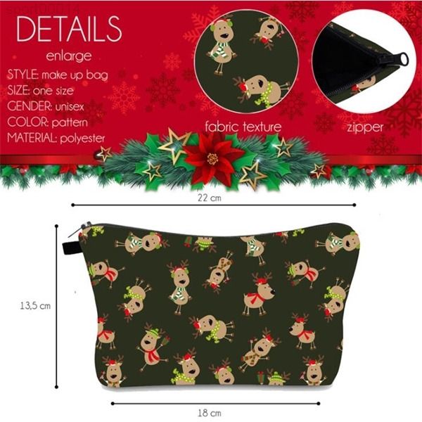 a-christmas cosmetic printed pouch sundries storage bags cross border fashion handbag portable travel zipper organizer bag dhc1929
a-christmas cosmetic printed pouch sundries storage bags cross border fashion handbag portable travel zipper organizer bag dhc1929