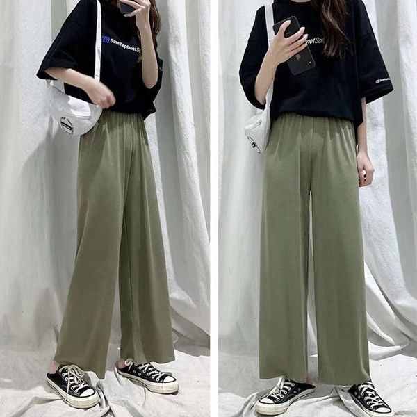 ice silk wide leg pants women casual fashion summer high waist stripe female trousers joker modal breathable ladies pant 201118, Black;white
ice silk wide leg pants women casual fashion summer high waist stripe female trousers joker modal breathable ladies pant 201118, Black;white