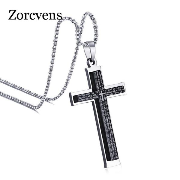 pendant necklaces zorcvens stainless steel espana bible prayer necklace cross for mens womens black 24 inch chain, Silver
pendant necklaces zorcvens stainless steel espana bible prayer necklace cross for mens womens black 24 inch chain, Silver