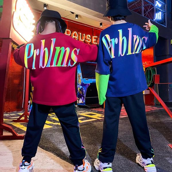 stage wear reflective letters long sleeves kids hip hop clothing fake two piece street dance set boys girls jazz show costume bl4996, Black;red
stage wear reflective letters long sleeves kids hip hop clothing fake two piece street dance set boys girls jazz show costume bl4996, Black;red