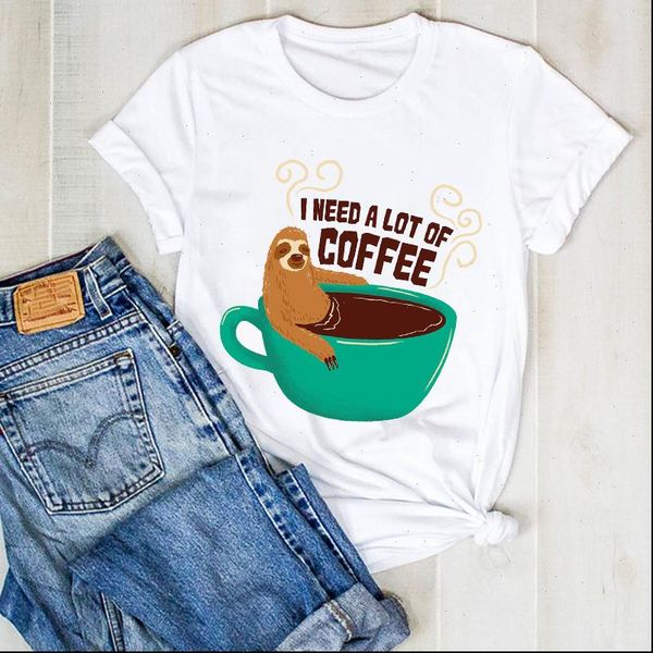 women lady sloth summer coffee printed cartoon ladies t tee tshirt womens female shirt clothes graphic clothing t shirt, White
women lady sloth summer coffee printed cartoon ladies t tee tshirt womens female shirt clothes graphic clothing t shirt, White
