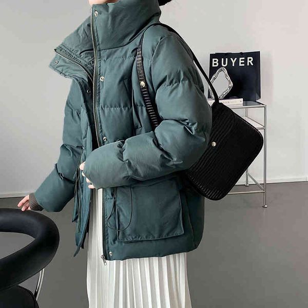 women's wool & blends stand collar waist pleating warm cotton-padded coat winter loose thicken puffer jacket female outerwear 0iwg, Black
women's wool & blends stand collar waist pleating warm cotton-padded coat winter loose thicken puffer jacket female outerwear 0iwg, Black