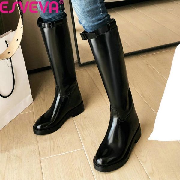 boots esveva 2021 autumn winter cow leather concise knee high round toe square middle heel zipper women shoes big size 34-391, Black
boots esveva 2021 autumn winter cow leather concise knee high round toe square middle heel zipper women shoes big size 34-391, Black