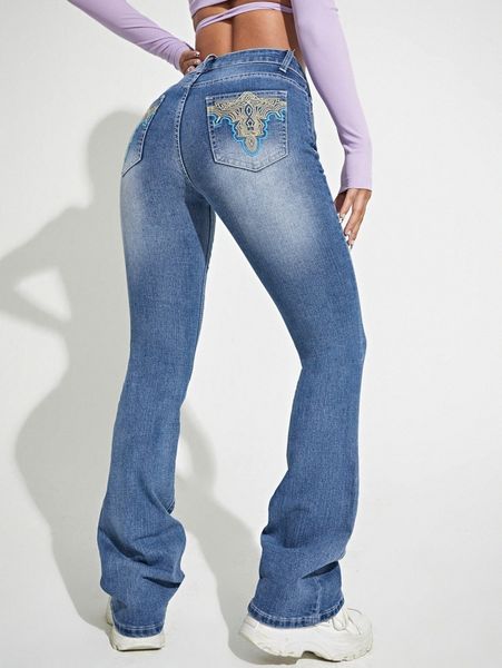 embroidery detail boyfriend jeans o5hn#, Blue